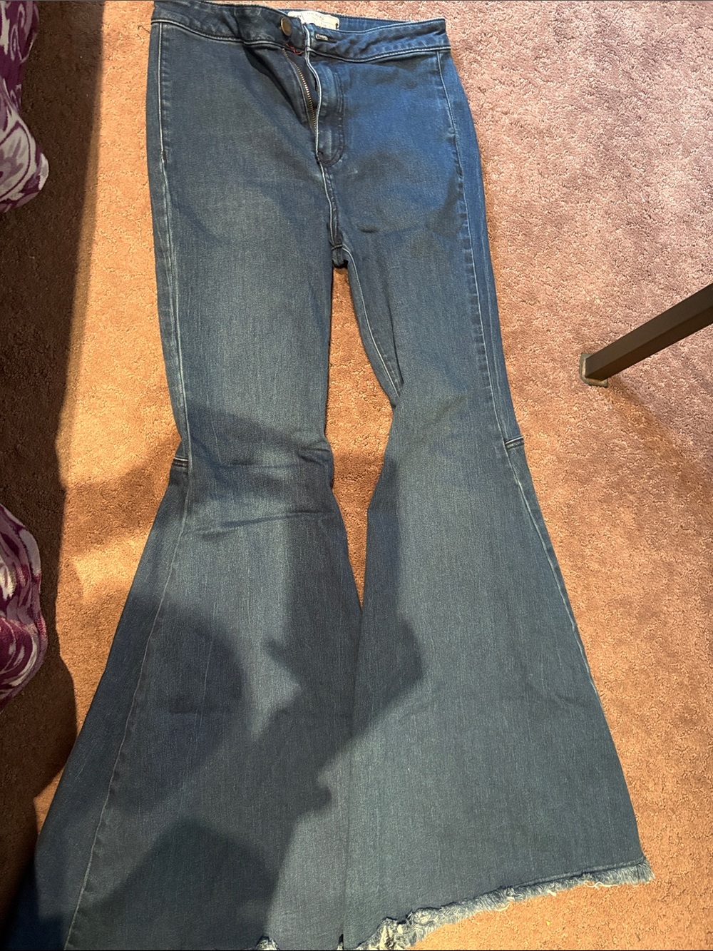 Free People Dark Blue Wide-Leg Flare Jeans